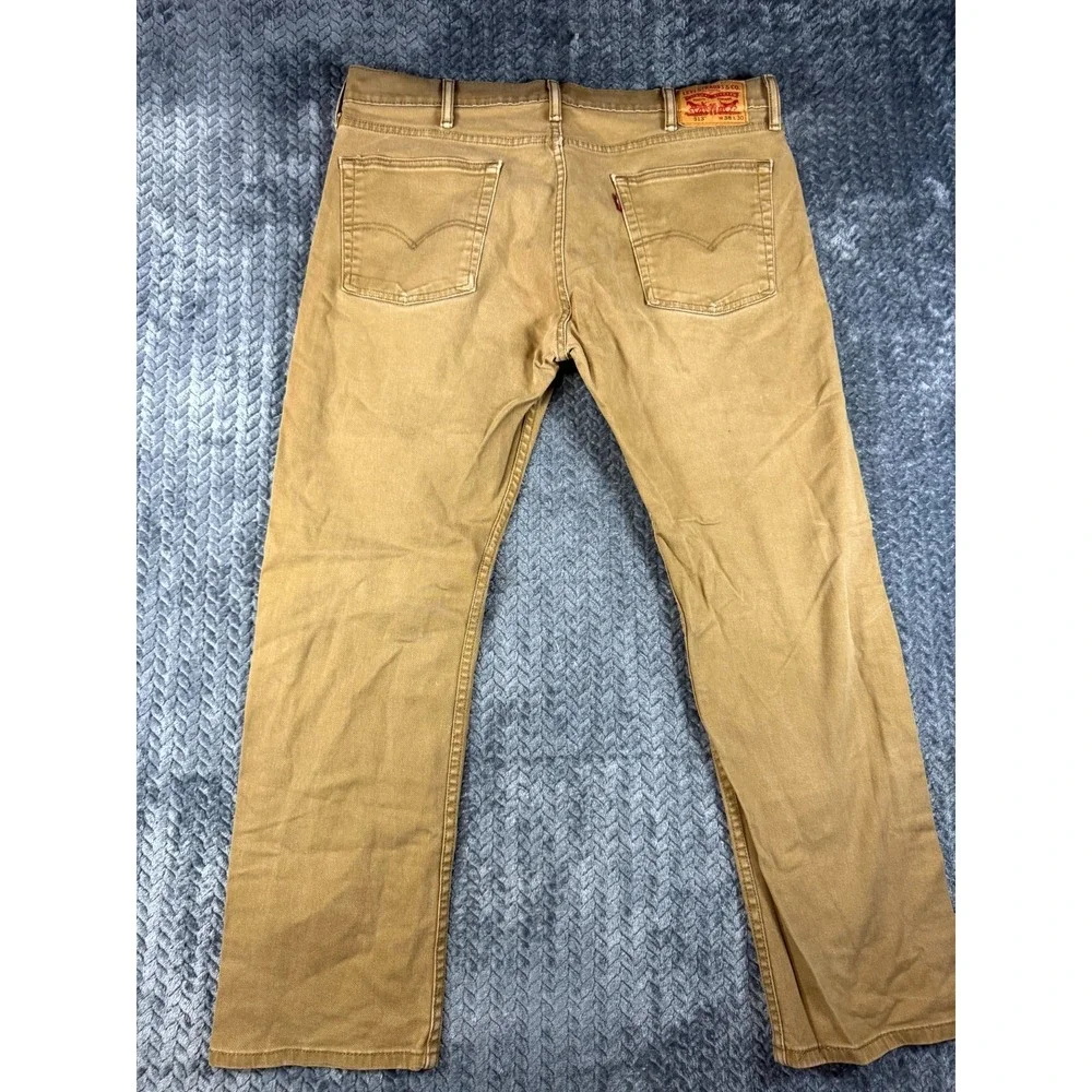 Levi's 513 Jeans Mens‎ 38x30 Brown Cotton Stretch Mid Rise Straight Leg Zip Fly